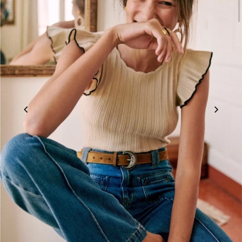 Sezane Nathan Knit Top Beige
